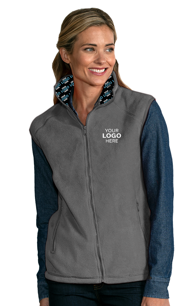 YOUR LOGO HERE ADULT POLAR FLEECE SLEEVELESS VEST GREY SMALL SOLID