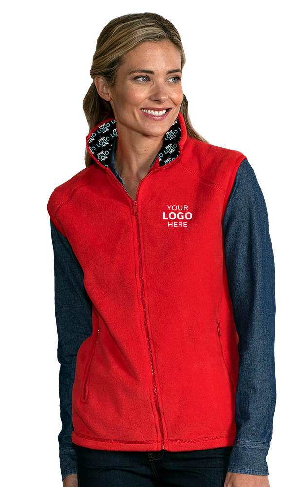 YOUR LOGO HERE ADULT POLAR FLEECE SLEEVELESS VEST RED SMALL SOLID