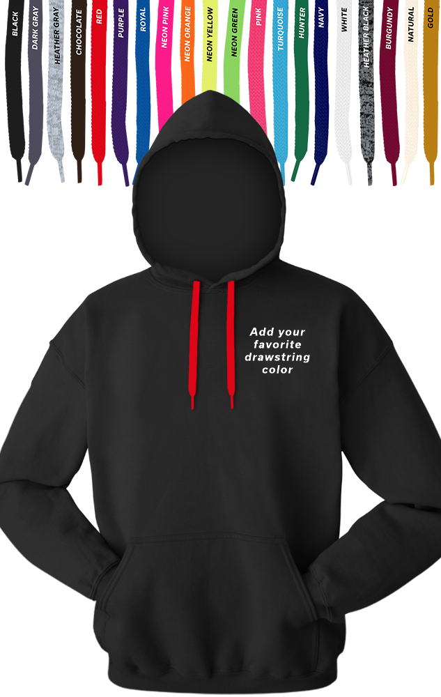 CUSTOM DRAWSTRING PULLOVER HOODIE BLACK 2 EXTRA LARGE SOLID