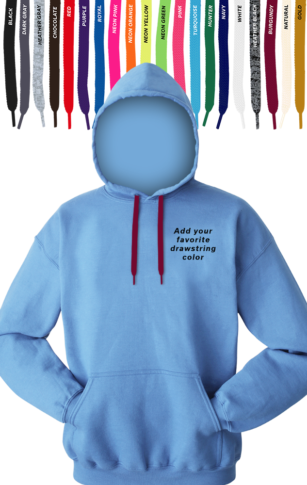 CUSTOM DRAWSTRING PULLOVER HOODIE CAROLINA BLUE 2 EXTRA LARGE SOLID