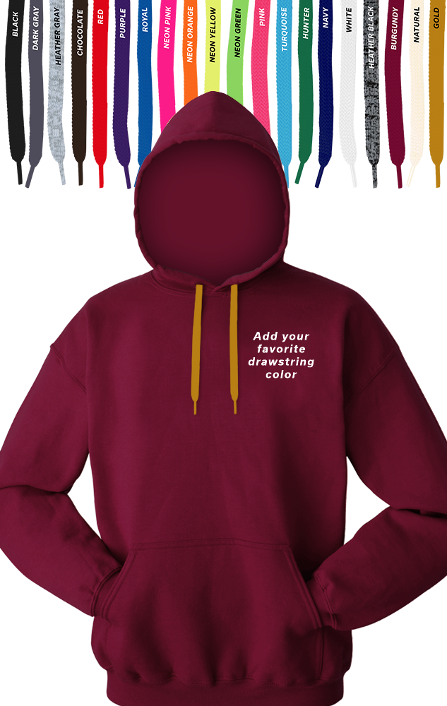 CUSTOM DRAWSTRING PULLOVER HOODIE BURGUNDY 2 EXTRA LARGE SOLID