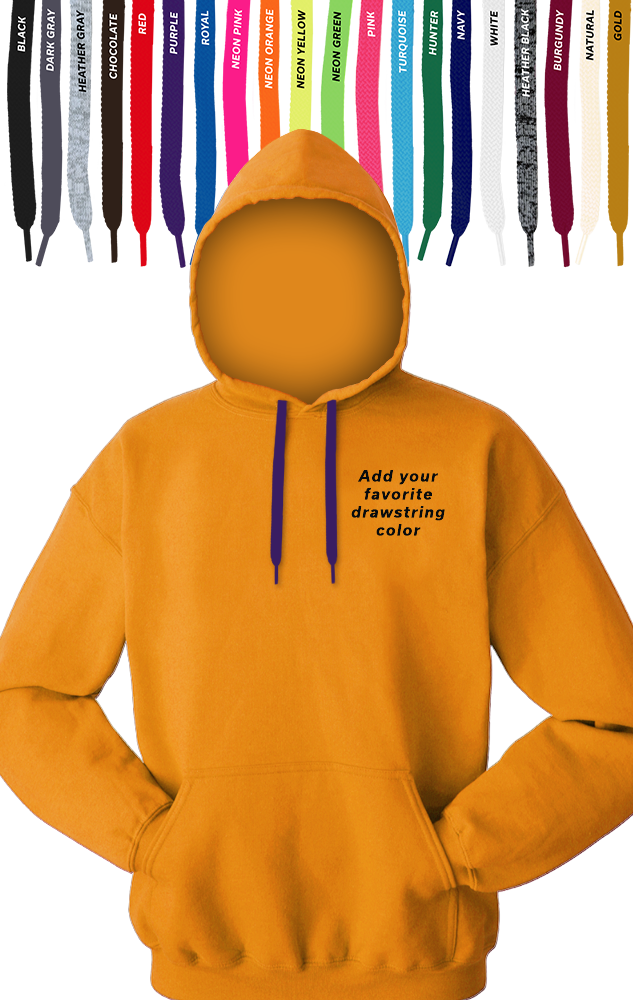 CUSTOM DRAWSTRING PULLOVER HOODIE GOLD 2 EXTRA LARGE SOLID