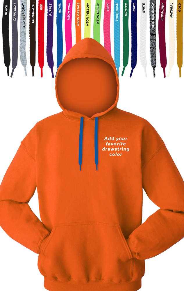 CUSTOM DRAWSTRING PULLOVER HOODIE ORANGE 2 EXTRA LARGE SOLID