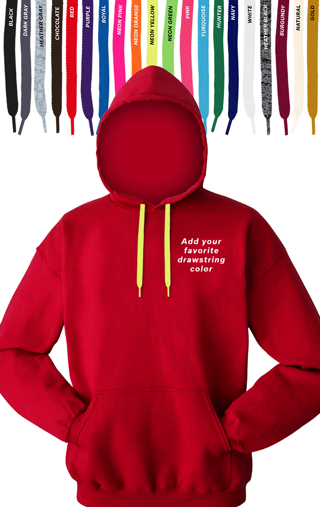 CUSTOM DRAWSTRING PULLOVER HOODIE RED 2 EXTRA LARGE SOLID