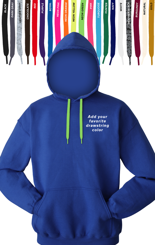 CUSTOM DRAWSTRING PULLOVER HOODIE ROYAL 2 EXTRA LARGE SOLID